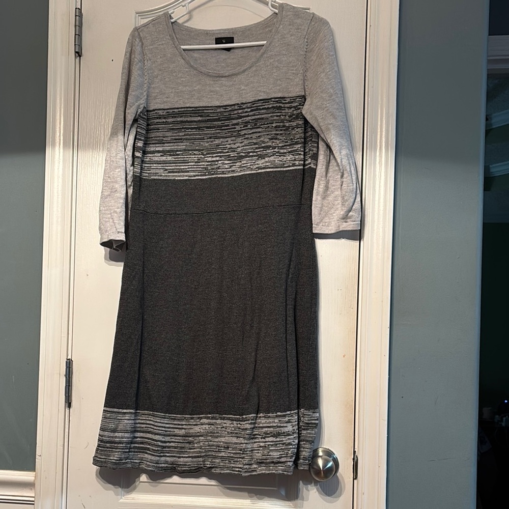 2 / $30 Worthington Gray Sheath Dress with Cuffed 3/4 Sleeves